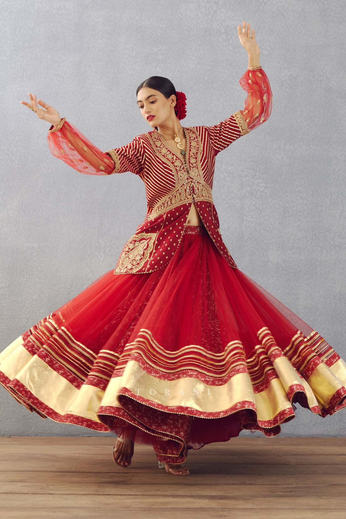 Sindoori Jhilmil Sharara Set