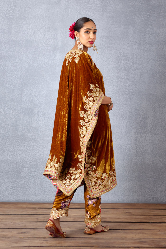 Silk Velvet Kaftan with Pants