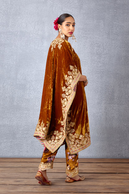Silk Velvet Kaftan with Pants
