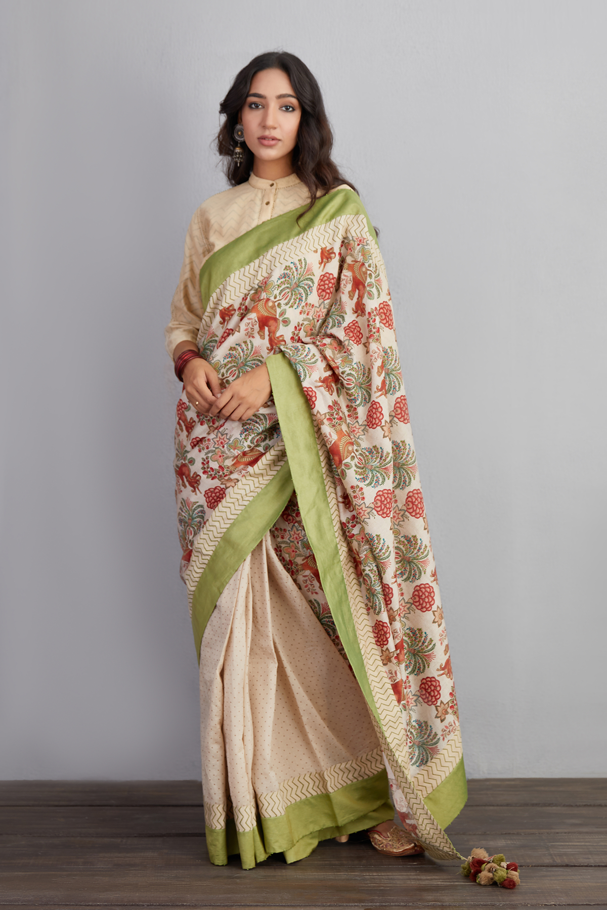 Airawata Ecru Chandani Saree