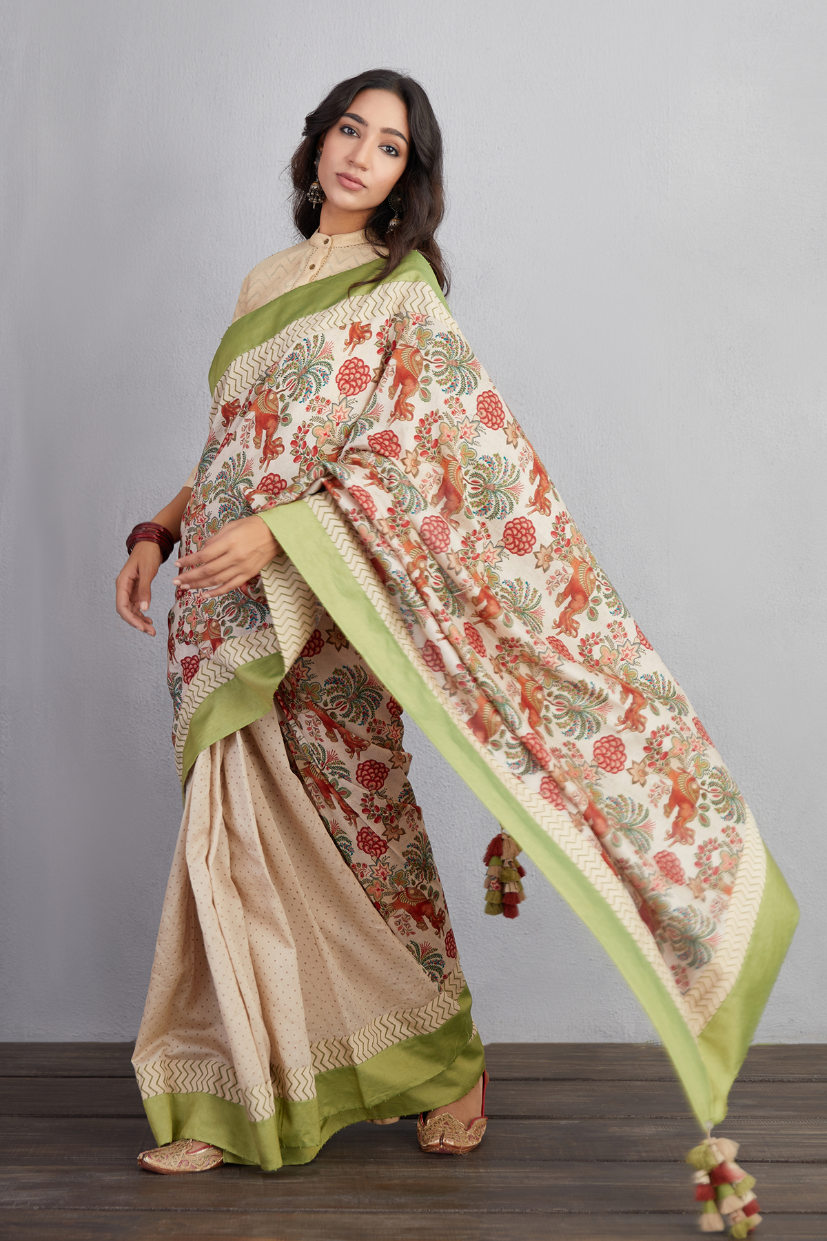 Airawata Ecru Chandani Saree