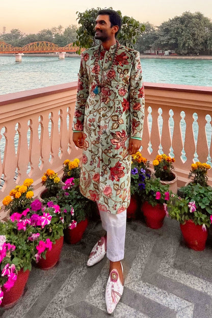 Gaura Moodley in Our Champa Makhmal kshitij Sherwani