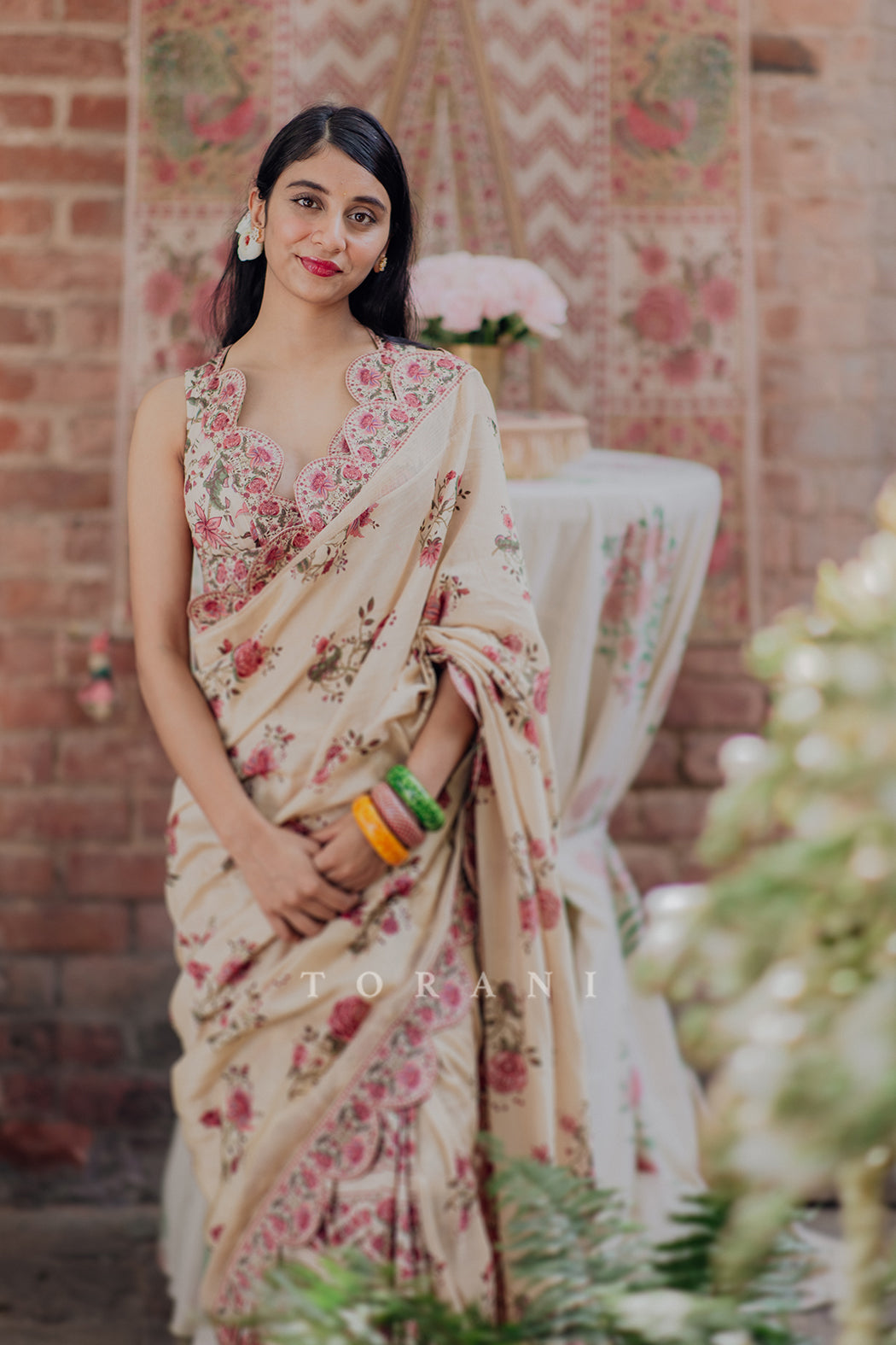 Dolly Singh in our Custom Kasturi Vanida Naaz Saree Set