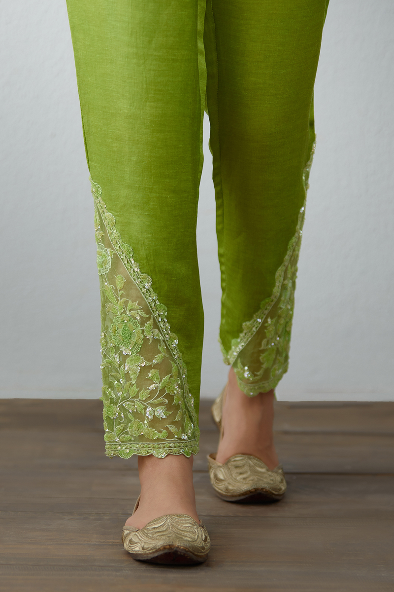 Women's Silk organza pants with hand embroidery
