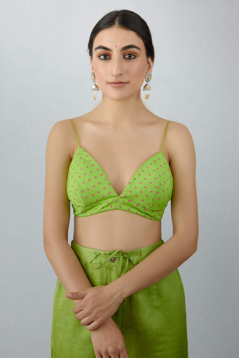 Green Embroidered Kurta Set with Bralette