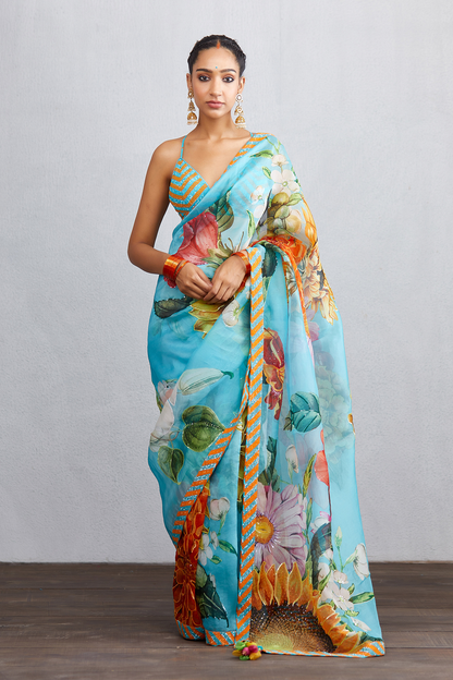 Neha and Vinay In our Custom Firoza Saree and Bandi Set