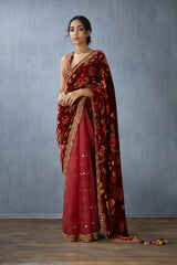 Organza saree with Pallu in Silk velvet