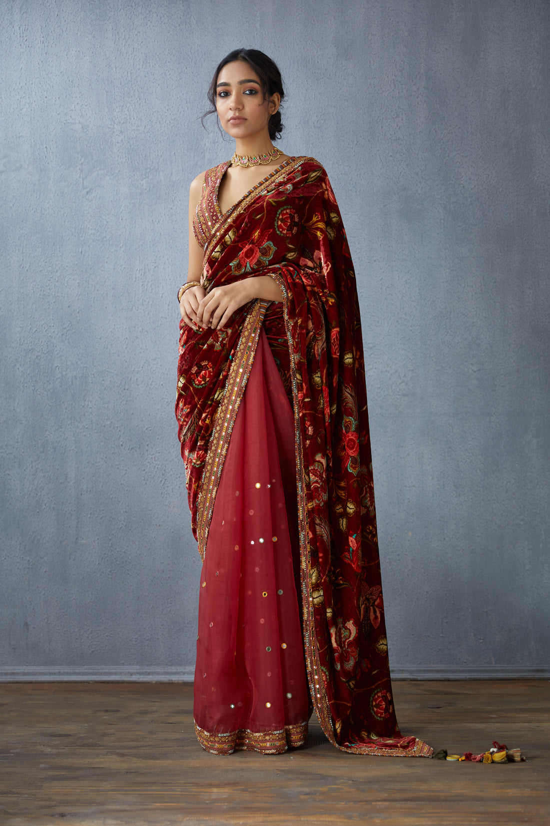 Noopur Chauhan in our Gudhal Makhmal Pallu Sheesha Revathi Saree Set