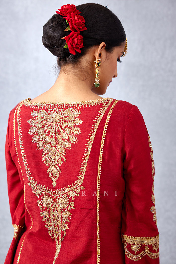wedding Short kurta set in Luxurious Slub Silk