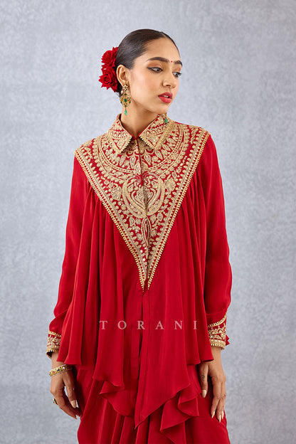 DHOTI KAMEEZ SET with Dori Embroidery &amp; Hand Adda Work