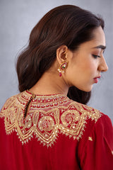 Heavy embroidered Red Kurta set by Torani