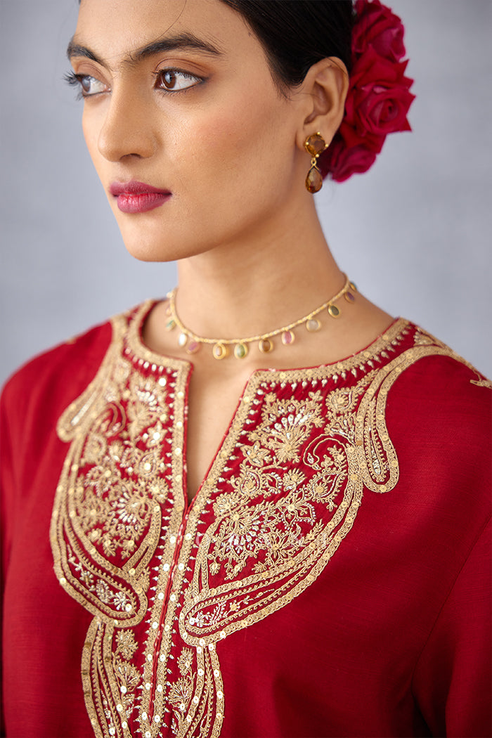 Sindoori Pushti Kurta Set