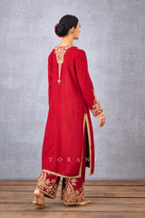 Wedding wear Red Embroidered Kurta Set 