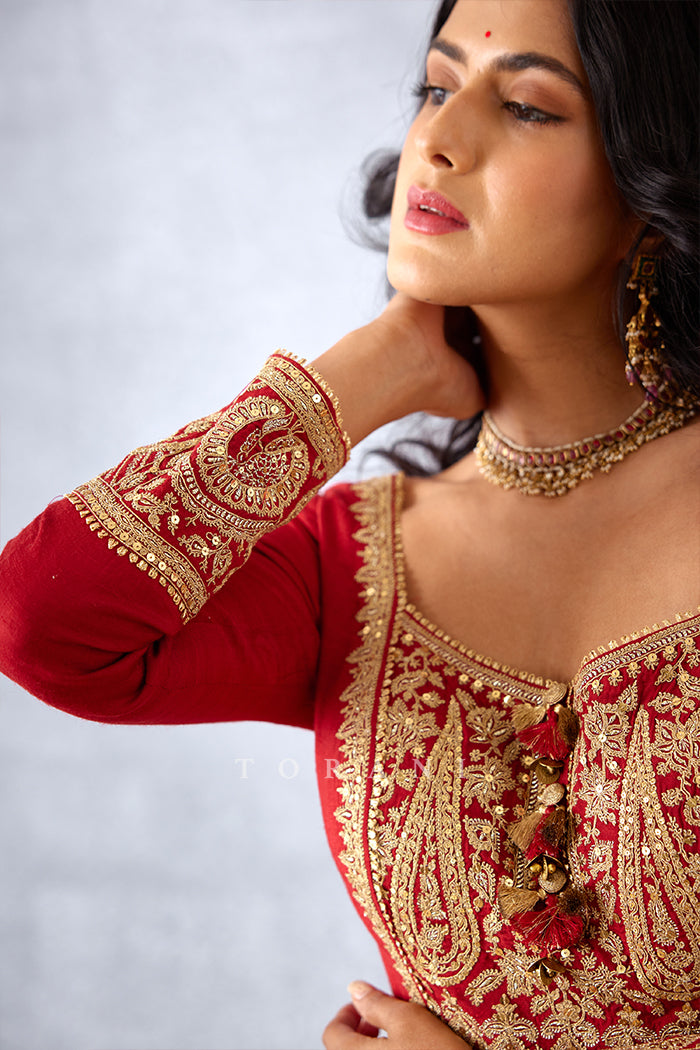 Bridal Anarkali Set in with Dori Embroidery