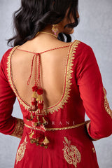 Bridal wear Red Anarkali Set with deep back