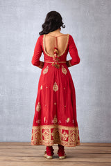 Bridal wear Red Anarkali Set with dupatta