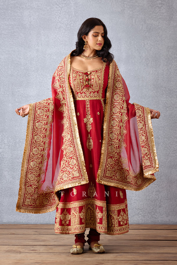 Bridal wear Red Anarkali Set