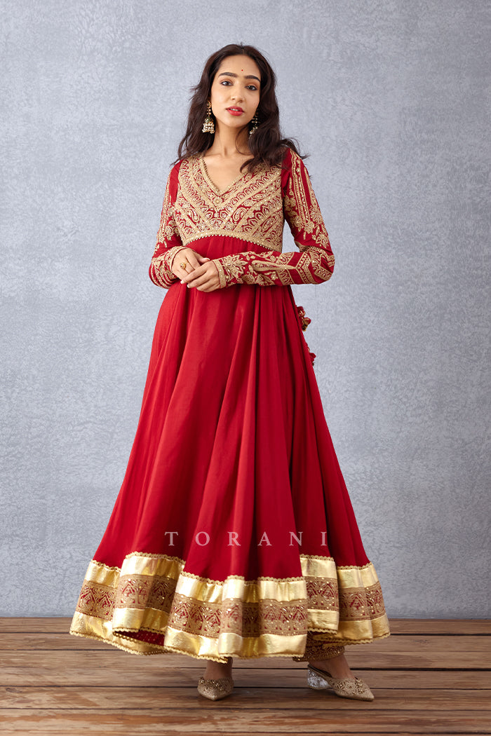 weddingwear Embroidered Anarkali set with Dori work