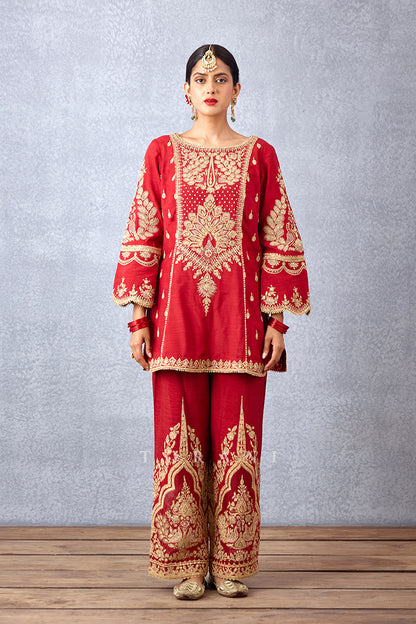 short kurta set in Luxurious Slub Silk