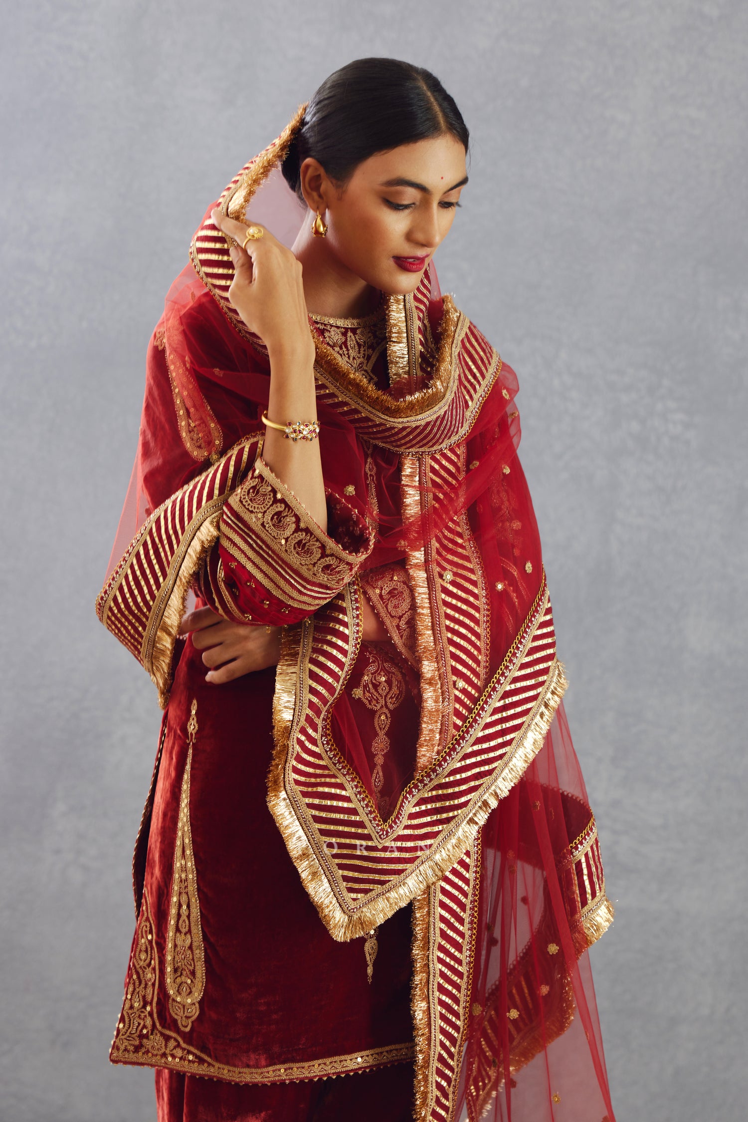 Red Kurta Set in Luxurious Silk Velvet