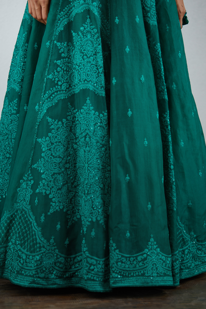 Sabz Mehreen Passa Lehenga Set