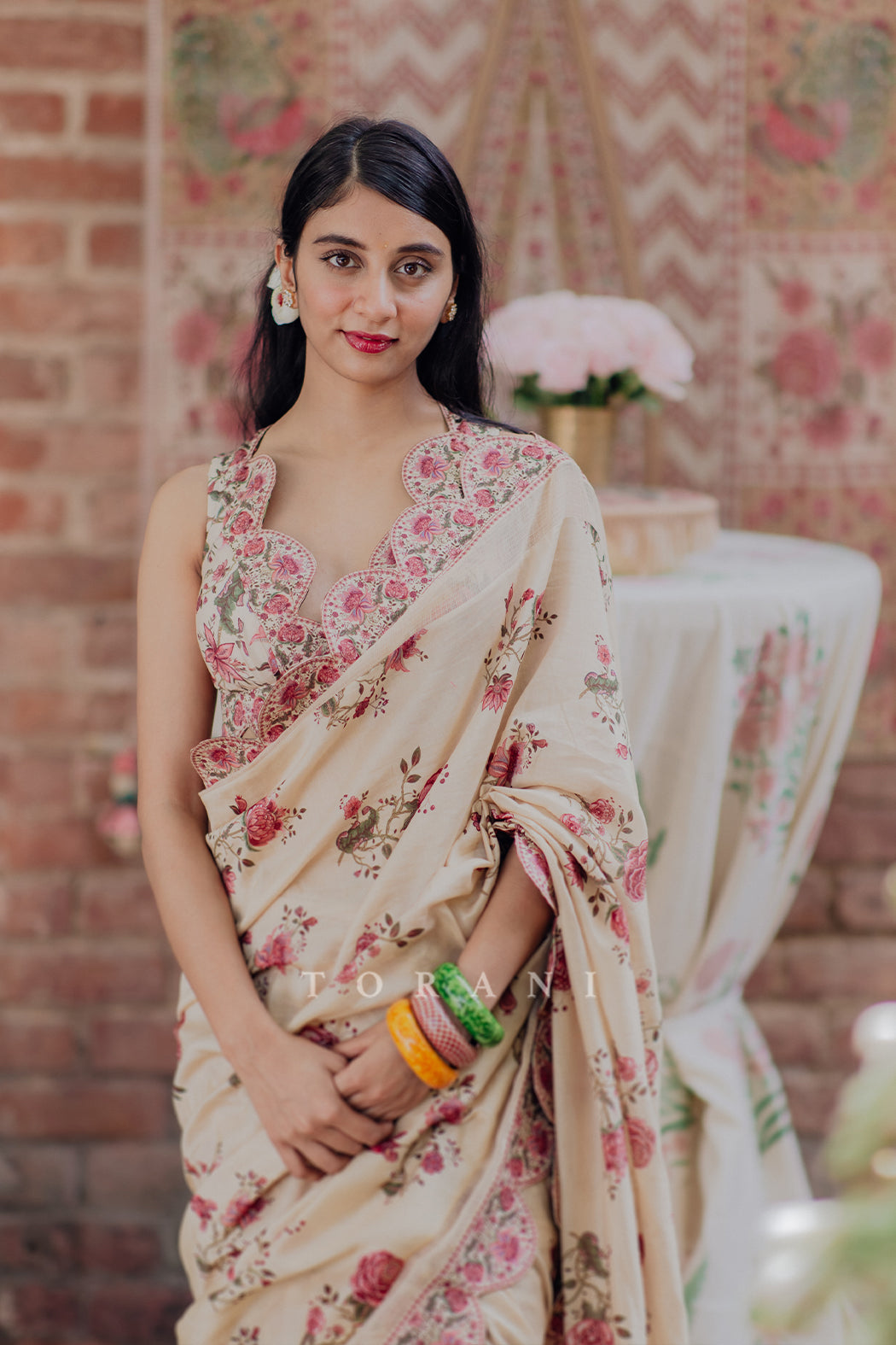 Dolly Singh in our Custom Kasturi Vanida Naaz Saree Set