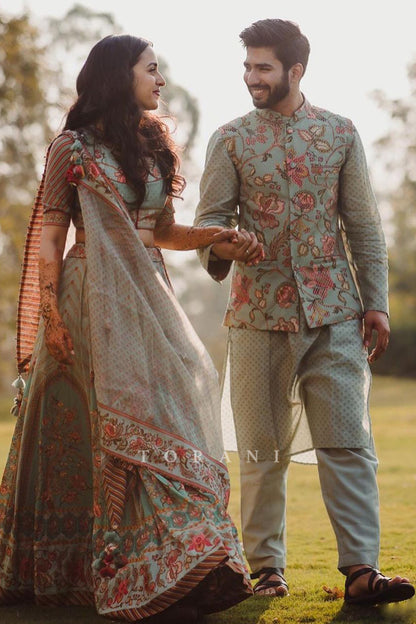 Navya &amp; Anurag in our Champa Faiz Sibani Set