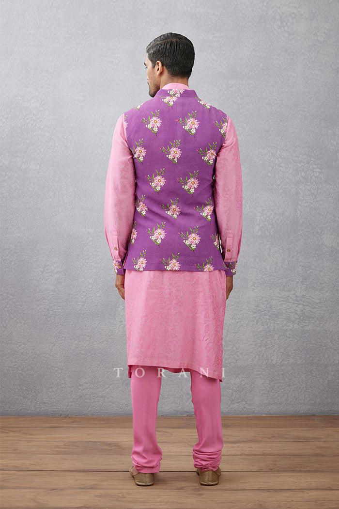 Hand Block Printed Bandi kurta set in handwoven chanderi