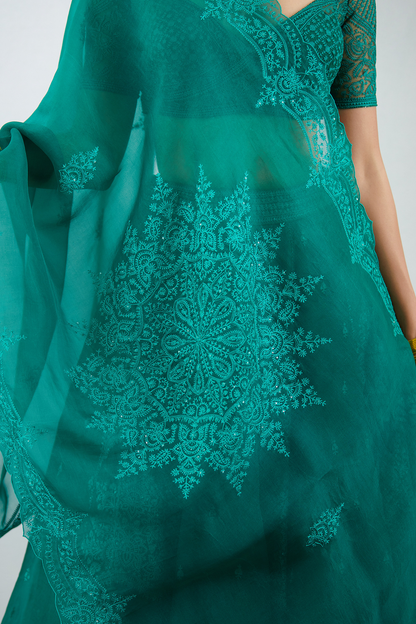 Sabz Mehreen Passa Lehenga Set