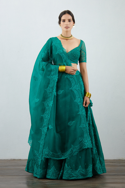 Sabz Mehreen Passa Lehenga Set