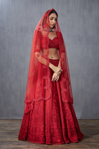 Surkh Mrinal Lehenga Set