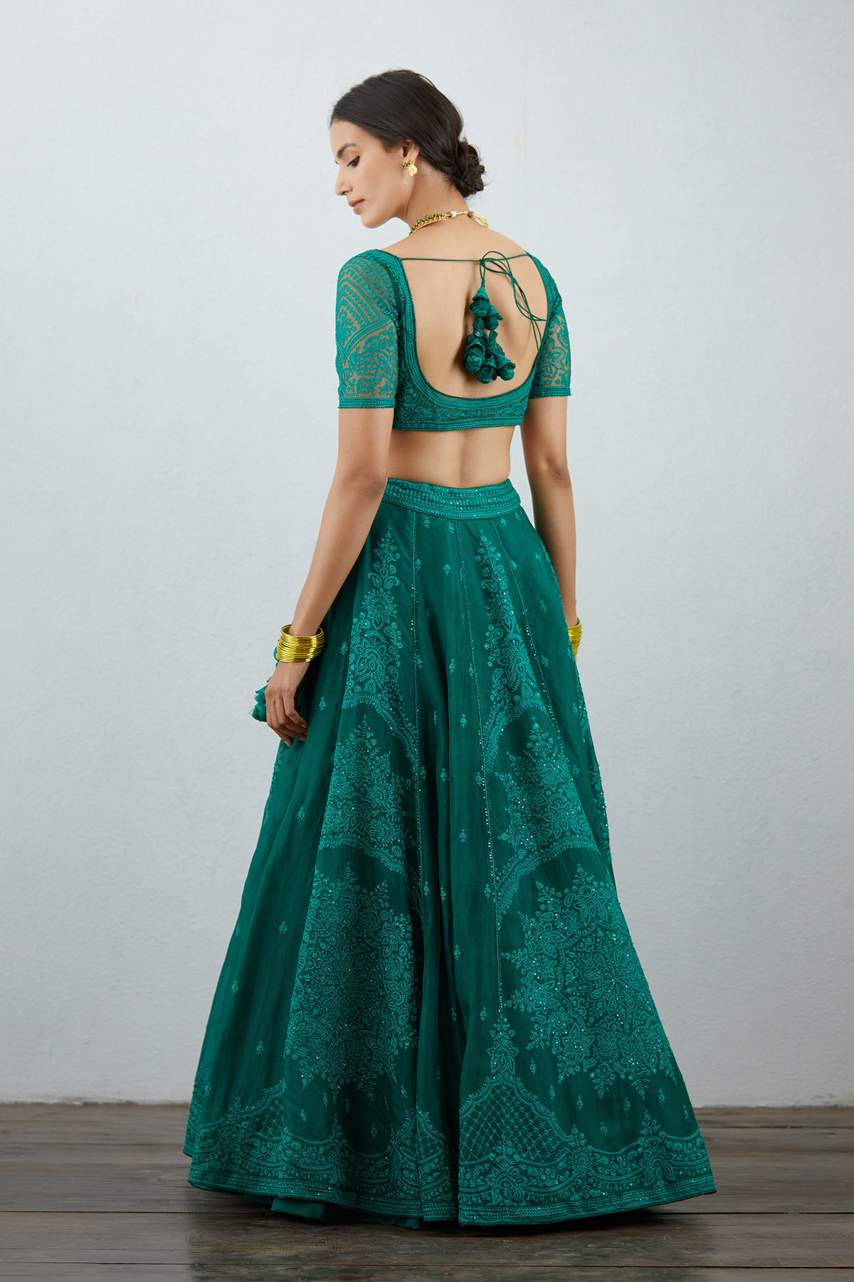 Sabz Mehreen Passa Lehenga Set