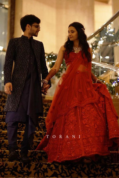 Mansi Patodia in our Surkh Mrinal Lehenga Set