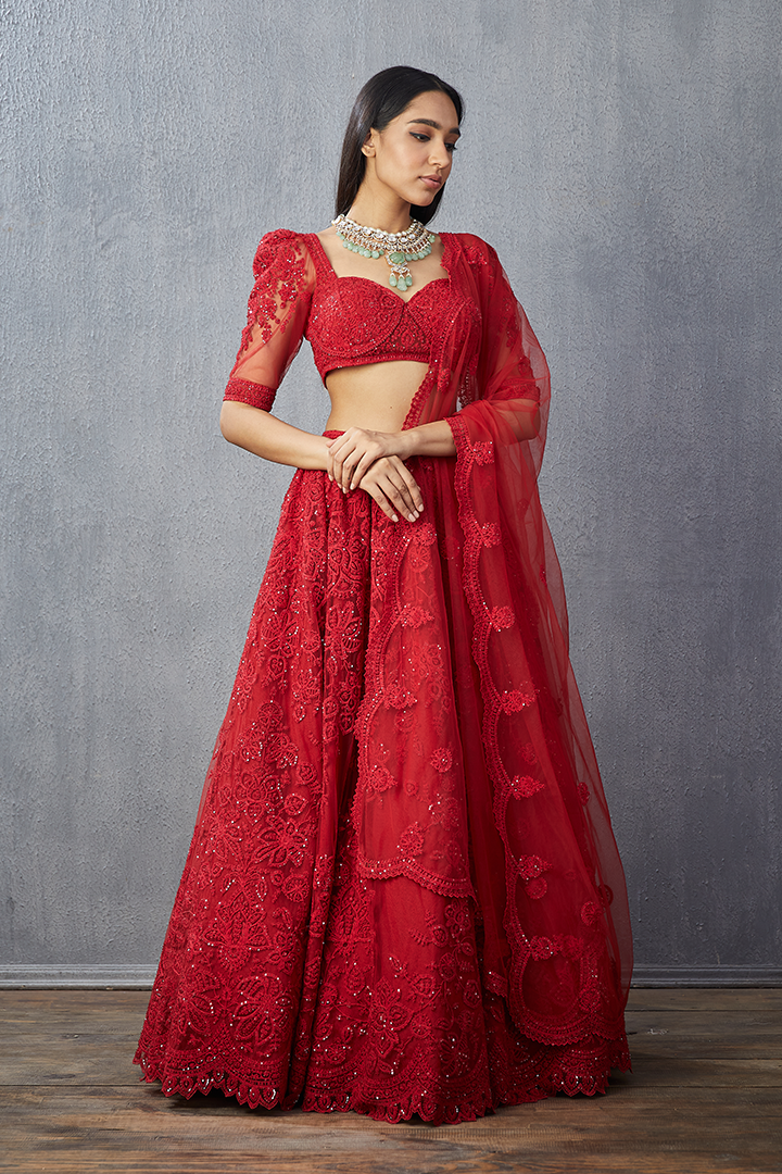 Surkh Hansini Lehenga Set
