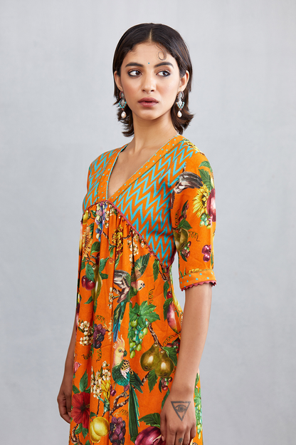 Designer Digital printed V neck kurta set