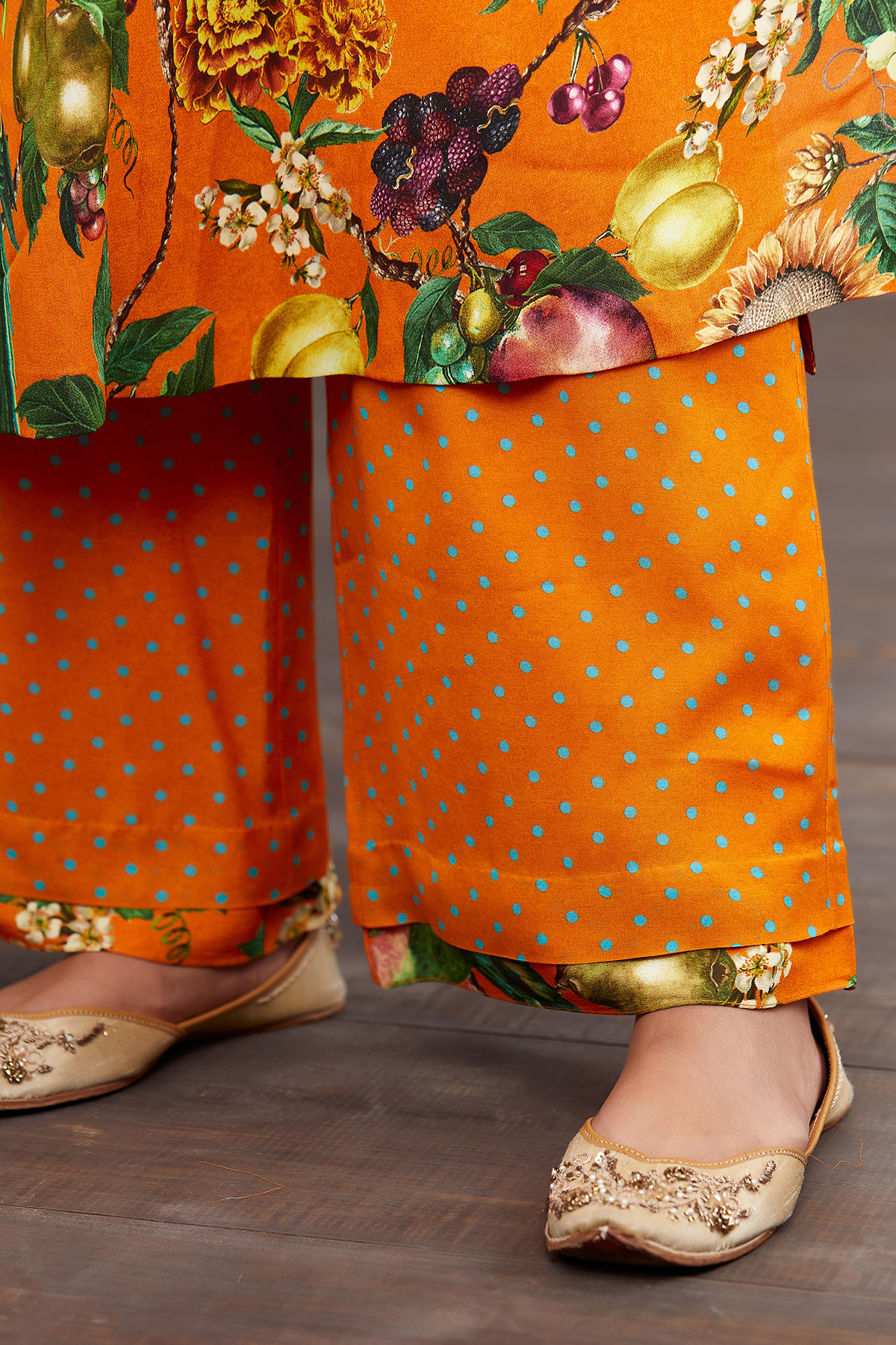 Dot printed wide pants in Viscose Crepe