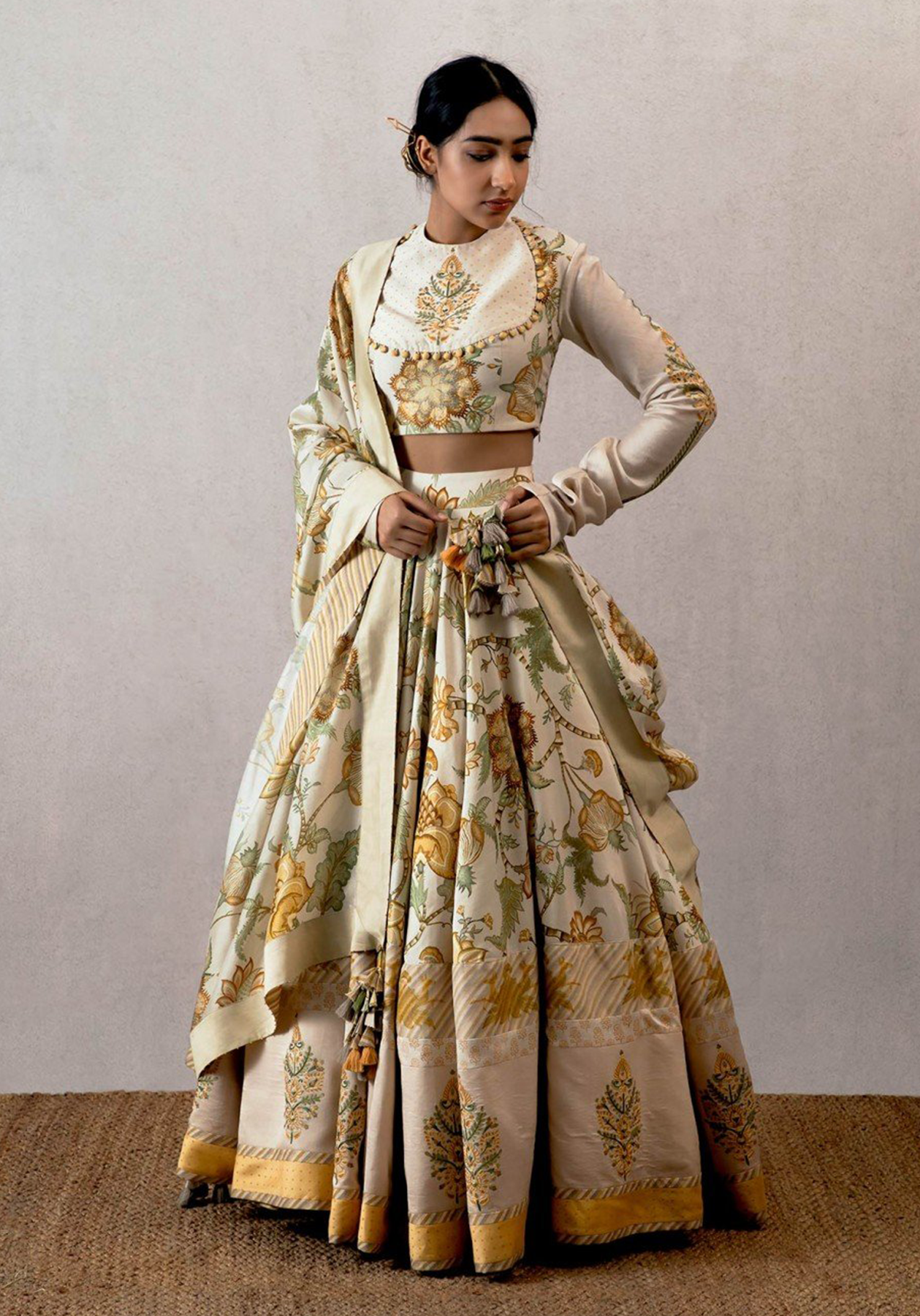 Bhumi Pednekar in our Sarson Cheent Aari Waraq Lehenga Choli Set