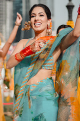 Neha wearing Torani's Silk Organza saree