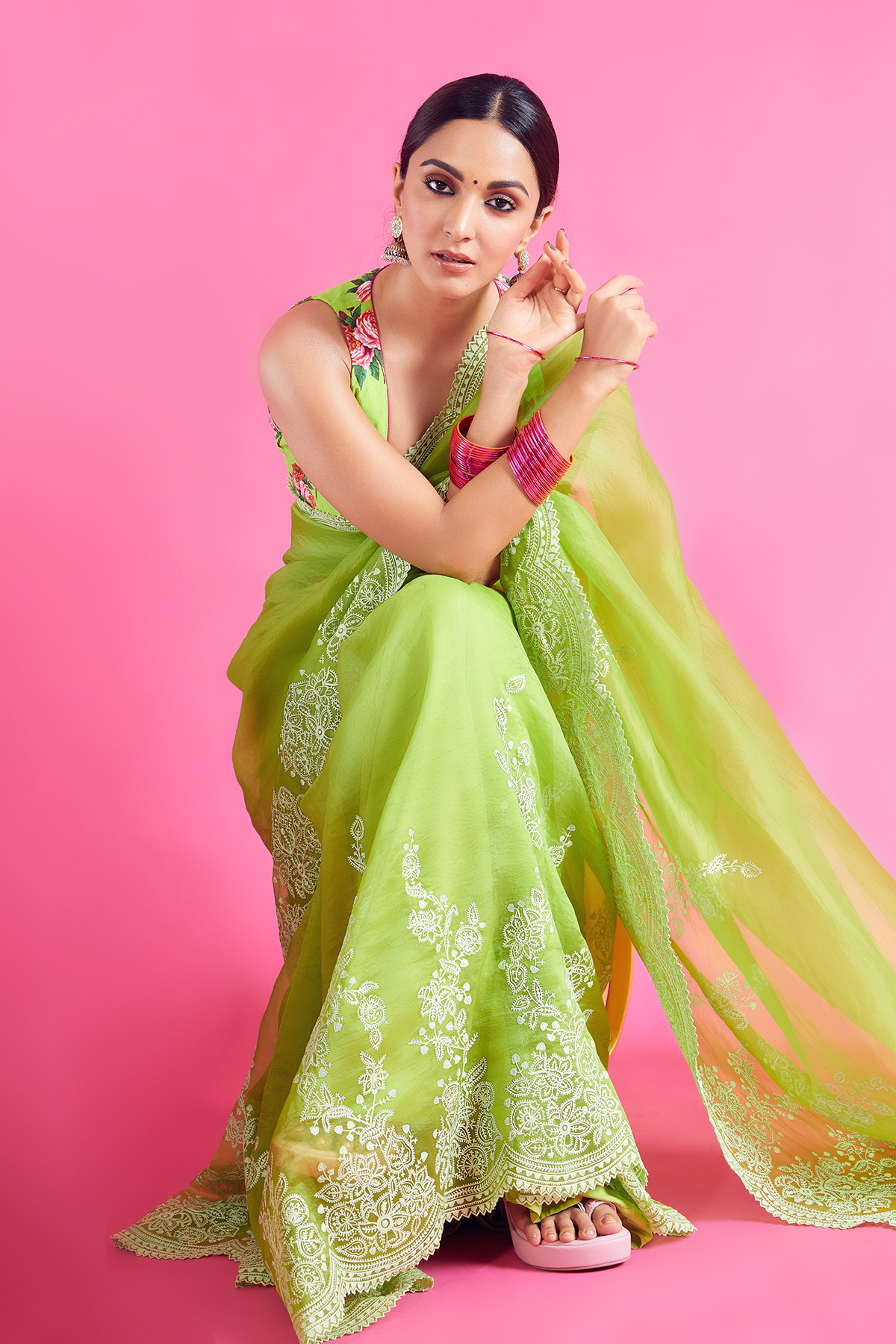 KIARA ADVANI IN GREEN Organza SAREE