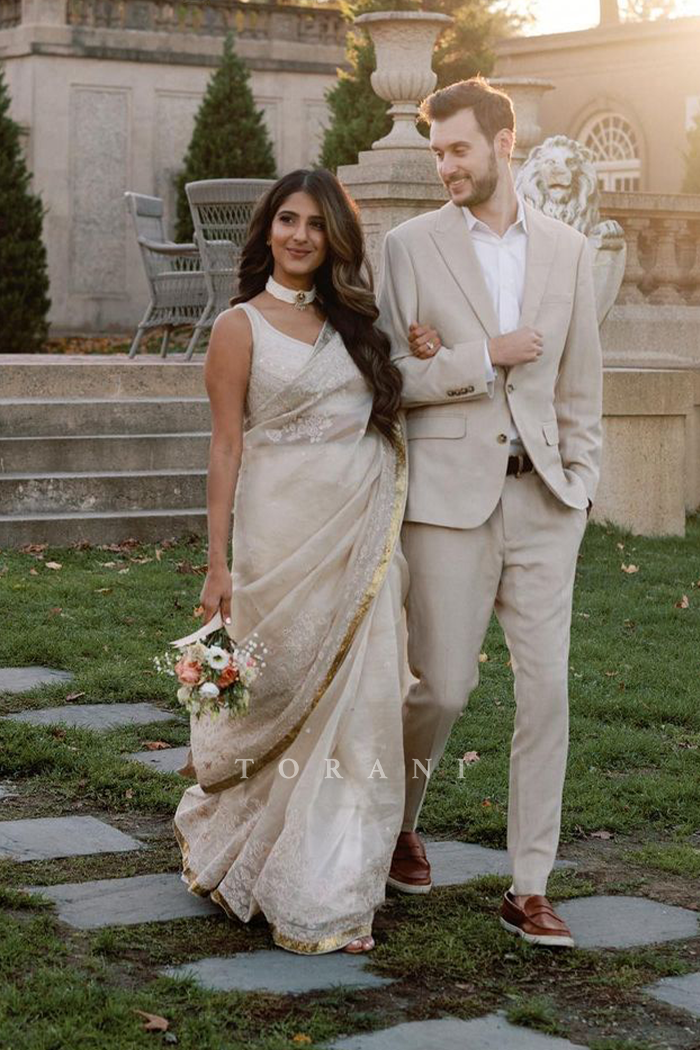 Tamanna Malhotra Mullen in our Mogra Chand Saree Set