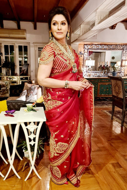 Dr. Zareen Delawar Hussain In Our Sindoori Taashi Saree Set
