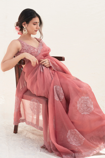 FATIMA SANA SHAIKH IN Pink AADIRA SAREE from Torani