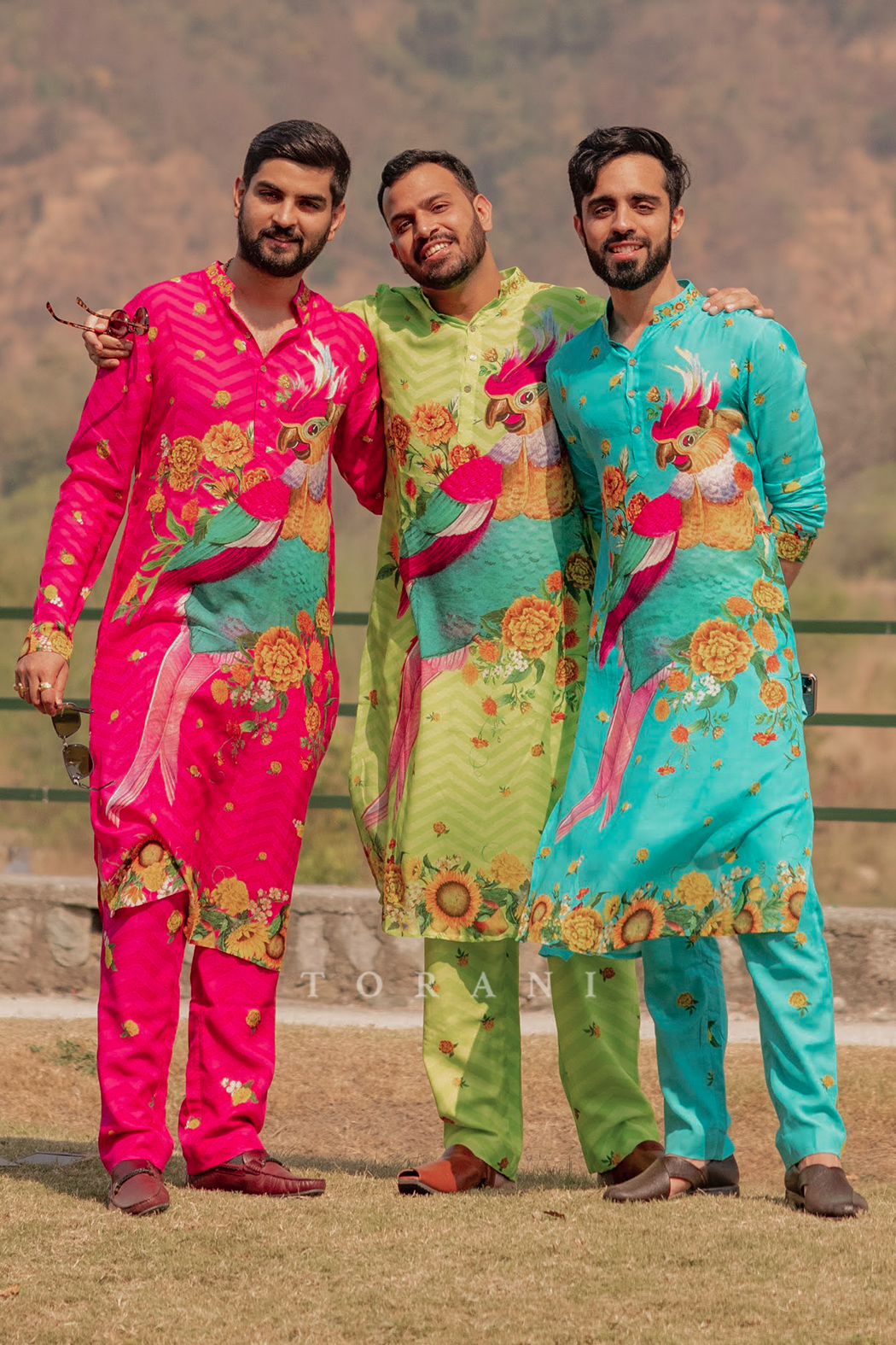 Torani Men in our Satrangi Hiraman Tota Kurta Sets