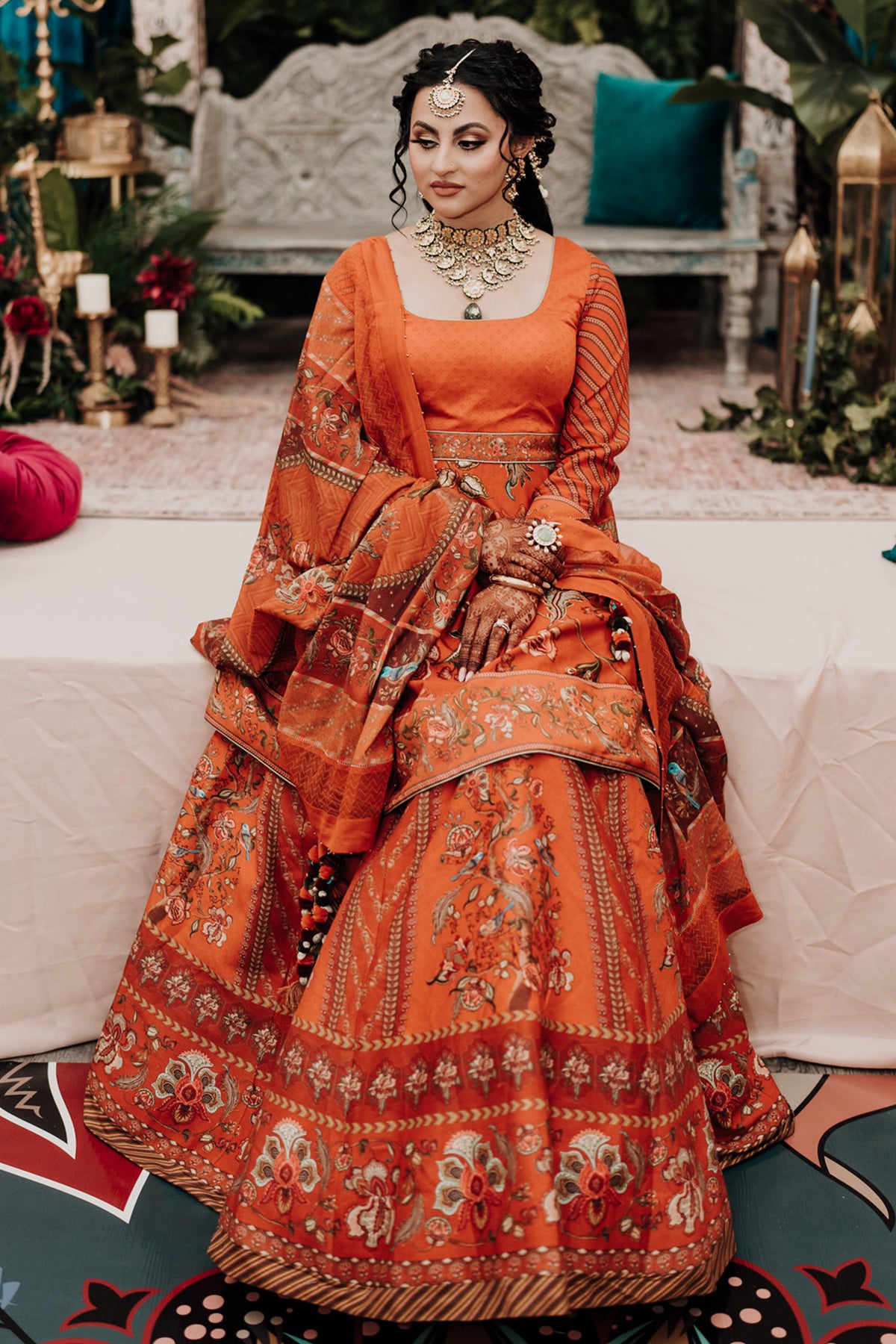 Daljit Chahal Lallian In Our Customized Narangi Temple Kali Sibani Lehenga Set
