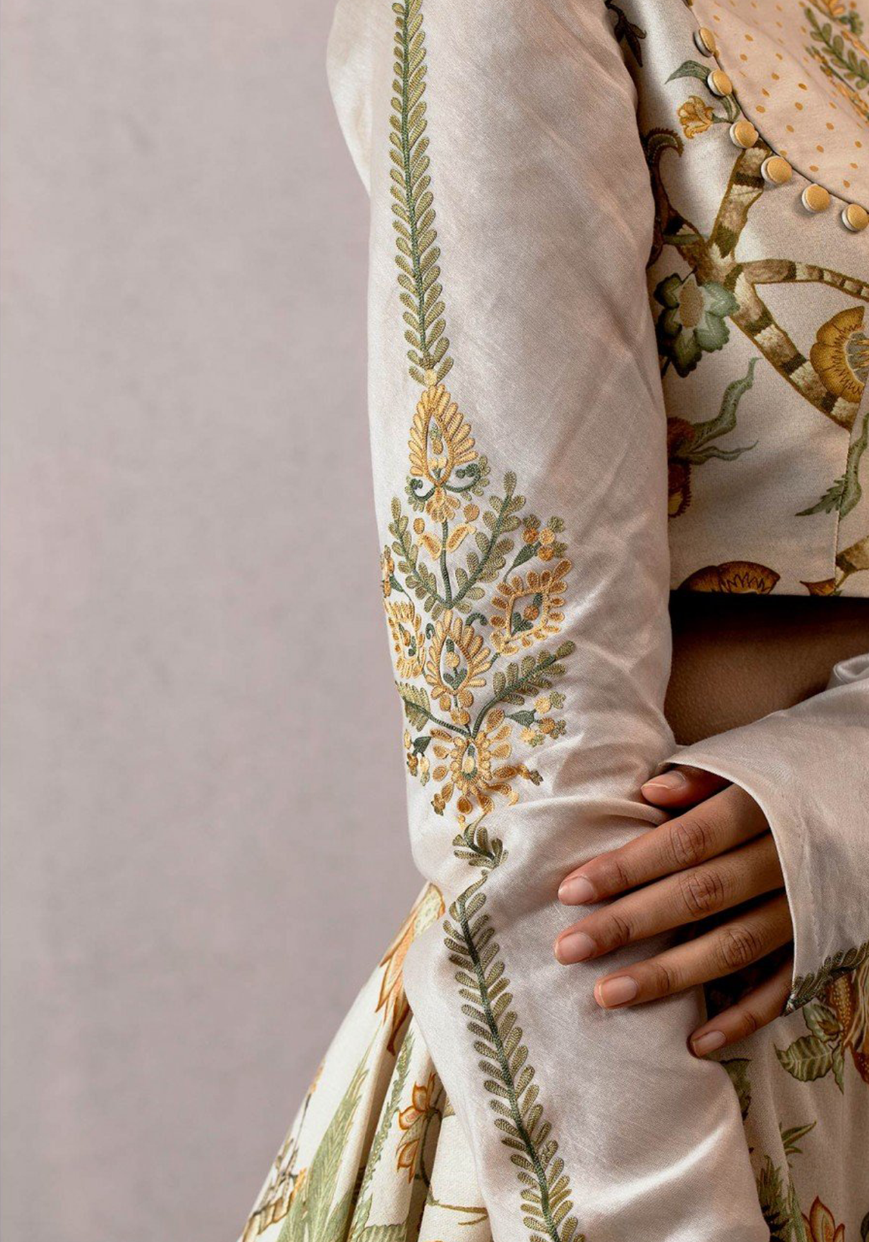 Sarson Cheent Aari Waraq Lehenga Set