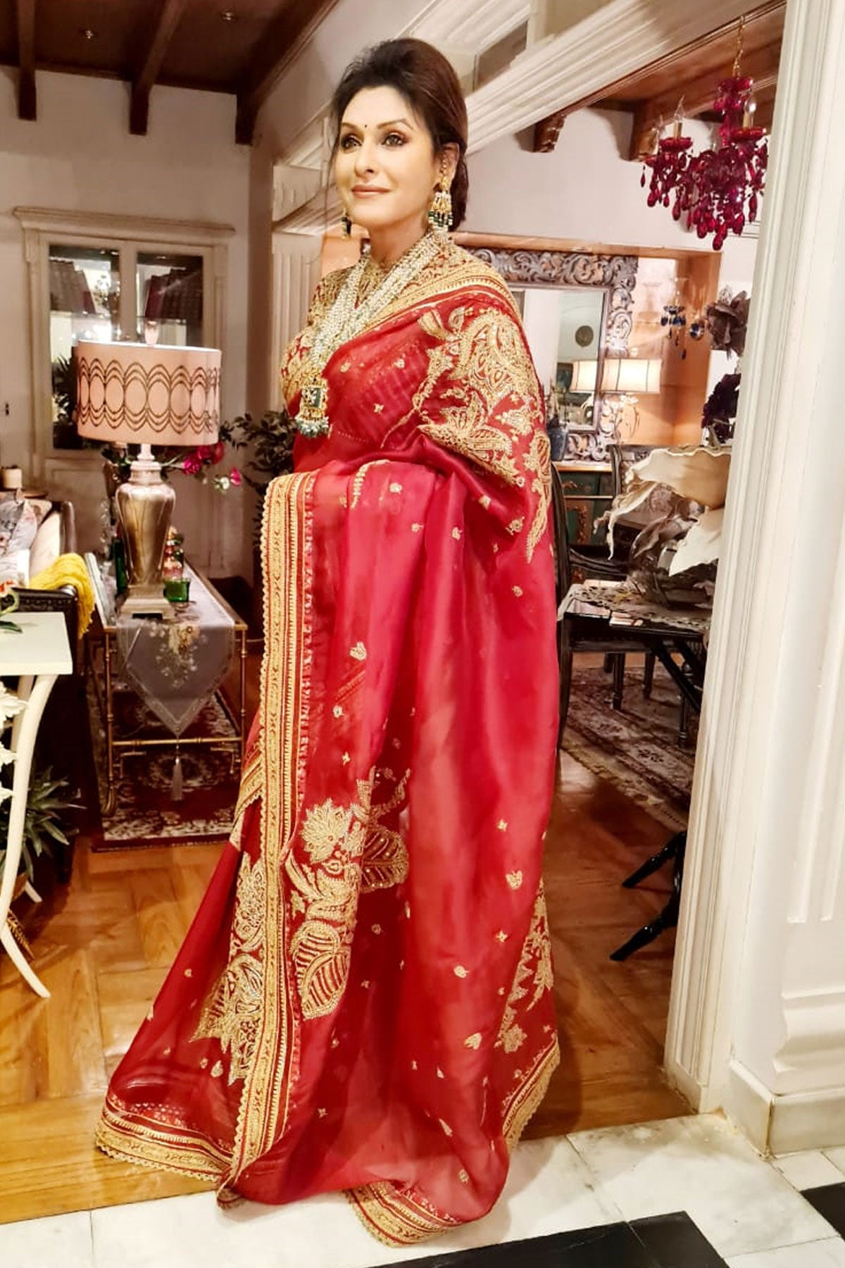 Dr. Zareen Delawar Hussain In Our Sindoori Taashi Saree Set