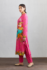 Women's digital printed kurta set in Cotton Silk