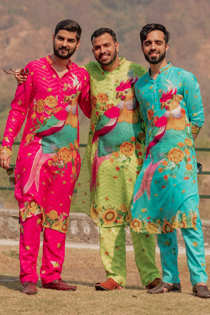 Torani Men in our Satrangi Hiraman Tota Kurta Sets