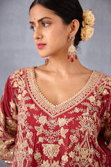 Torani's red embroidered kurta set with gota work