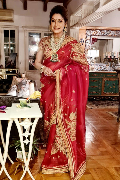 Dr. Zareen Delawar Hussain In Our Sindoori Taashi Saree Set
